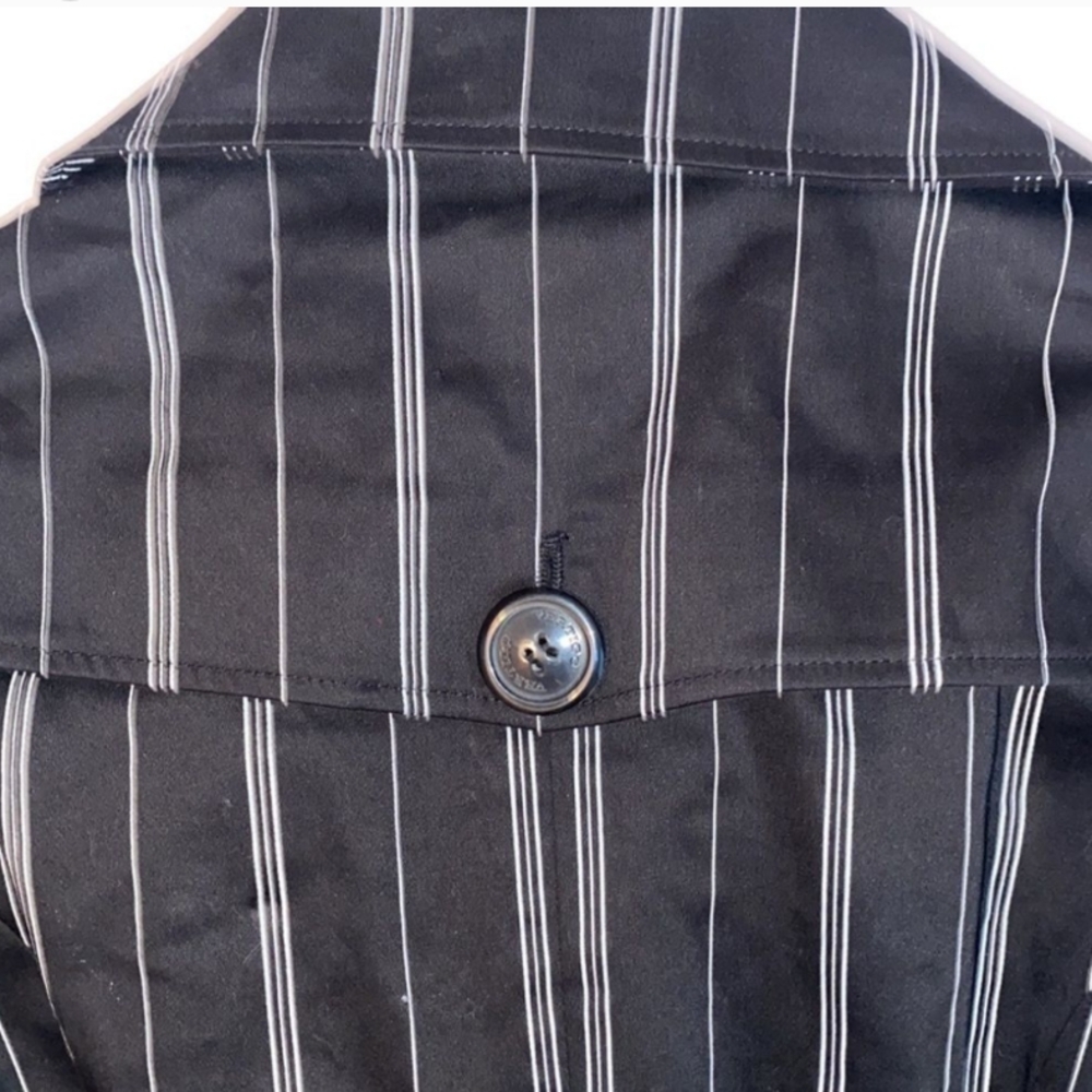 Vertigo Paris Black with White Stripes Mid Length Trench Coat Womens Size Med - Picture 3 of 8